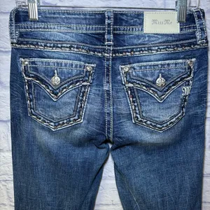 Miss Me Los Angeles Curvy Boot Cut Embellished Beaded Jeans Bling Size 27x29.5 thumbnail 3