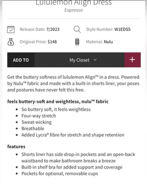 Lululemon Align Dress in Espresso- Like New thumbnail 6