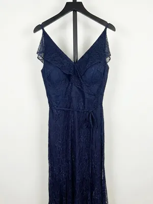 JENNY YOO Women’s Bridesmaid V-Neck Style JY519 Florentine Lace Navy Size S thumbnail 7