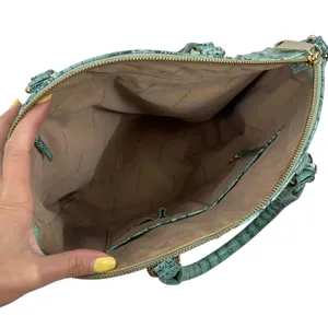 Brahmin Large Duxbury Satchel Bag Biscay Melbourne Blue Green Leather Croc thumbnail 11