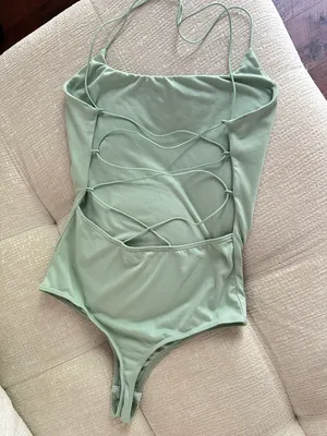 Open Back Bodysuit Top Blue thumbnail 1