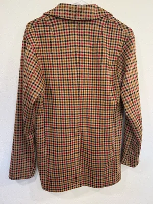 Avec Les Filles Longline Plaid Houndstooth Blazer Tan Red Black Size S thumbnail 6