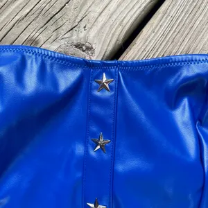 Dolls Kill Trickz N Treatz Women's Blue Vinyl Strapless Bodysuit Size S. NEW! thumbnail 3