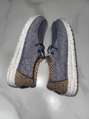 Hey Dude Kids Slip-On Moccasins in Heather Navy with Peach Lining thumbnail 8