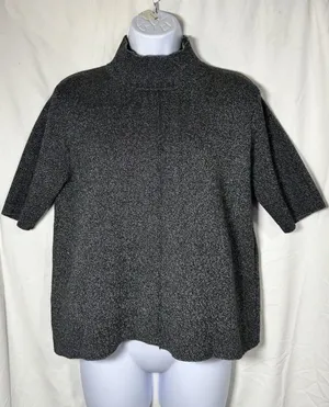 Zara Knit Women’s Gray Mock Neck Short Sleeve Sweater Top - Size L - Minimalist thumbnail 1