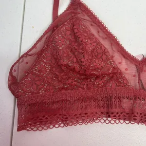 Victoria's Secret Bralette Sz L Bra Unlined Lace Detail Wireless Pink Adjustable thumbnail 5
