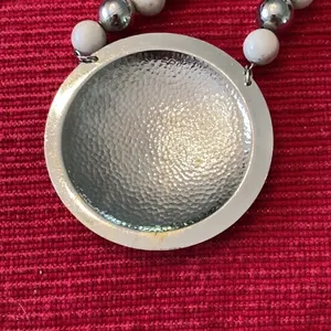 Vintage Park Lane necklace silver medallion with silver & grayish beads EVC thumbnail 4