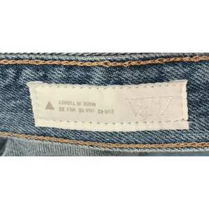 Zara TRF Straight Leg‎ Rhinestone Jeans Blue Size 10 High Rise Distressed thumbnail 4