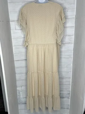 One Loved Babe Boutique June Tiered Ruffle Midi Dress in Cream Size XXL thumbnail 4