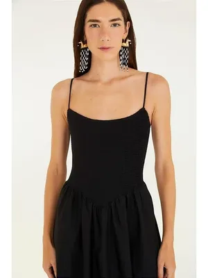 NWOT Farm Rio Cotton Black Sleeveless Midi Dress Size L thumbnail 3