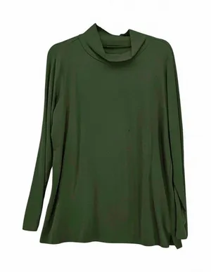 Belle by Kim Gravel Mock Neck‎ Tunic Large Olive Green Soft Flowy Layering Basic thumbnail 1