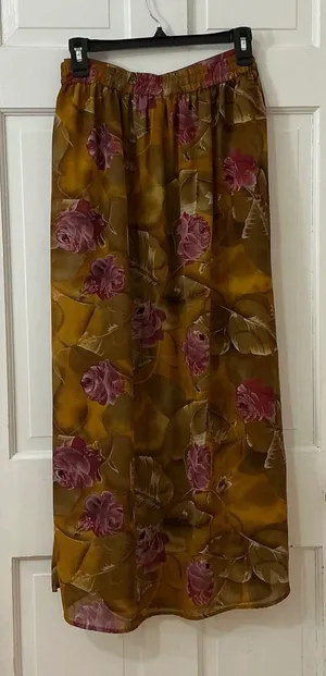 Momentum Chiffon Rose Midi Skirt 1X Floral Boho Fall Retro Grandmacore VTG thumbnail 1