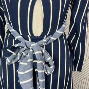 Reformation Zircon Wrap Mini Dress Navy Blue Capone Stripes Size‎ US 0 thumbnail 10