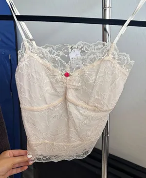 Lace Camisole Corset Top Free People Ivory Floral Rosette Coquette Boho XS thumbnail 1