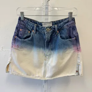 One‎ Teaspoon Dip Dye Denim Mini Skirt Blue White Mid Rise Size 25 thumbnail 3
