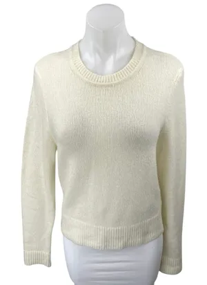 Abercrombie & Fitch Women's Cream White Wool Knit Long Sleeve Sweater Top Size M thumbnail 1