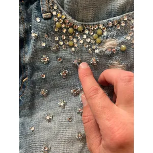 Abercrombie and fitch distressed embellished denim shorts, festival thumbnail 3