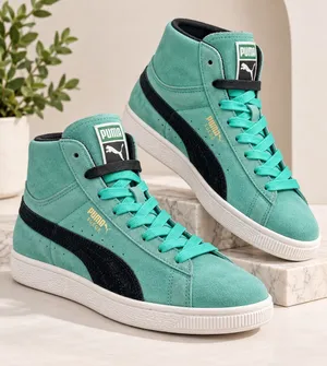 Puma Suede Classic Mid High Top Sneakers Mint Tiffany Blue Black Womens Size 8 thumbnail 1
