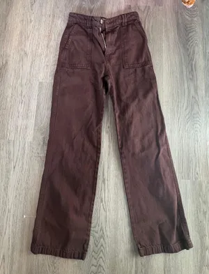 ZARA Brown High Rise Jeans thumbnail 1