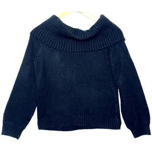 Abercrombie & Fitch Black Knit Off-The-Shoulder Cowl Turtleneck Sweater Size S thumbnail 2