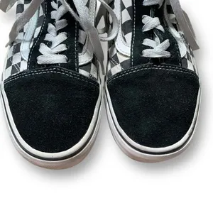 Vans Old Skool Platform Checkerboard Black White Suede Sneakers Woe 8.5 Classic thumbnail 3