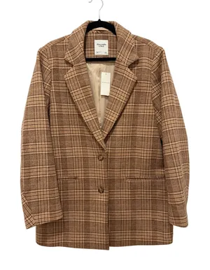 Abercrombie & Fitch Brown Plaid Blazer‎ Jacket Large thumbnail 1