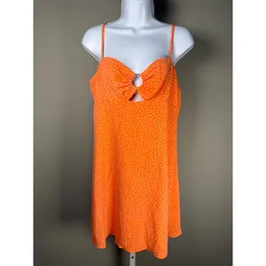 Bar III Orange Polka Dot O Ring Cutout‎ Dress Sundress NWT Size Medium thumbnail 2