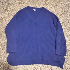 Nine‎ West Navy Blue Ribbed V-Neck Sweater Casual Comfort Knit Plus Size 1X thumbnail 1