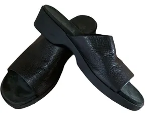 Rockport Black Leather The Walking Sandal Slides Womens 7W thumbnail 2