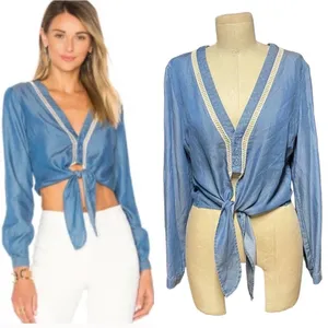 Lovers + Friends Carmine Chambray Tencel Top Size‎ Medium thumbnail 2