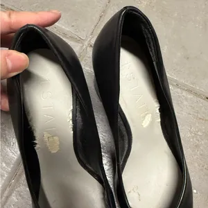 1.STATE Black Women's Pointy Toe Chunky Heel Leather Pumps Size 6 thumbnail 3