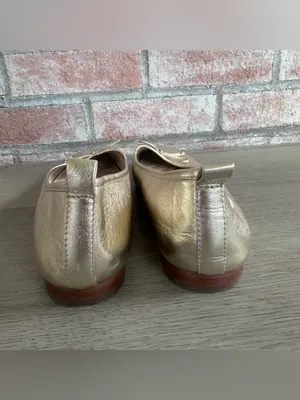 J. McLaughlin Ballet Flats Bow Women’s 9.5 Champagne Gold Square Toe Classic thumbnail 3