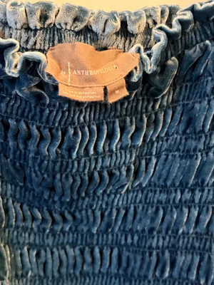 Anthropologie by Anthropologie Velvet Smocked Long Sleeve Crop Top thumbnail 3