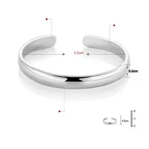 925 Sterling Silver Cuff Woman Bracelet Polishing Silver Bangle Bracelet thumbnail 4