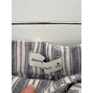 Abercrombie & Fitch Blue White Striped Linen Blend Wide Leg Pants Medium Regular thumbnail 2