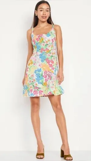 Old Navy floral Mini Sleeveless linen blend with pockets Dress Size X-Large thumbnail 11