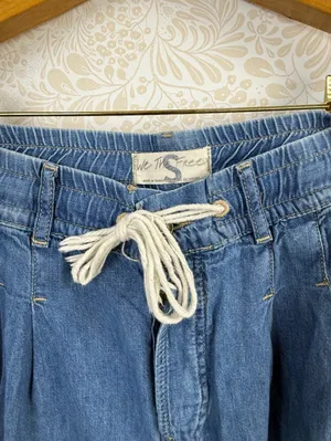 We The Free Drawstring Wide Leg Pleated Pull on Denim - Size - Small thumbnail 4
