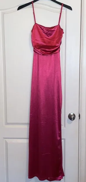 Lulus Glam Gal Hot Pink Satin Ruched Cutout Maxi Dress thumbnail 6