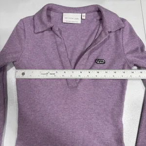 The Fifth Label Womens Ribbed Knit Top Collared Deep V Neck Long Sleeve Size 4 thumbnail 7