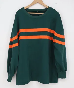 Unbranded Sweatshirt Womens XL Green Orange Striped Drop Shoulder Good thumbnail 1