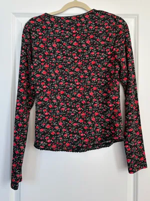 Free People Abundance Long Sleeve Top Black Floral Size Medium NWOT thumbnail 7