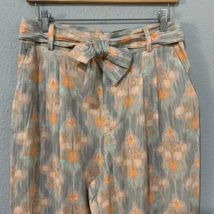 Zara‎ New Flowy High Waist Wide Leg Printed Pants with Self Belt Size L 8372/115 thumbnail 4