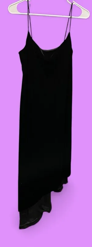 Cute Y2K velvet whimsigoth stretchy silky asymmetrical hem midi maxi dress fancy thumbnail 1