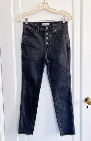 Madewell • 10" High-Rise Skinny Jeans in Berkeley Black: Button-Through Edition thumbnail 3
