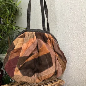 Y2K 2000s Hobo Boho Hippie Western Indie Brown Tan Black Orange Patchwork Shoulder Crossbody bag Purse #cottagecore thumbnail 3