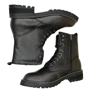 Very G Conquest Ankle Boots Black Snakeskin Block Heel‎ Lace Up Women’s Size 11 thumbnail 4