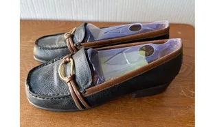 Aerosoles Size 6W Loafers Shoes Brown Trim on Black Low Heel thumbnail 5
