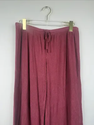 Auden Women's Cozy Ribbed Wide Leg Pants - Rose Pink Size Medium thumbnail 4