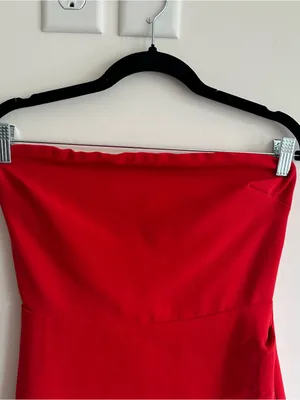 Vici Red Strapless Midi Dress with Side Slit thumbnail 3