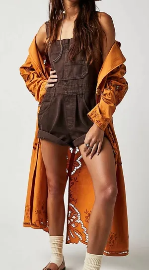 Free People We The Free NEW Ziggy Shortalls In mocha Brown Size XS thumbnail 1